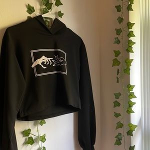 Romwe crop hoodie black